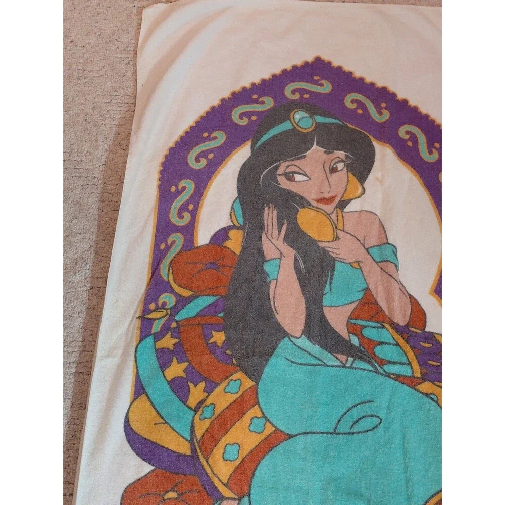 Disney Princess Jasmine Vintage 90s Beach Towel Franco Aladdin All Cotton